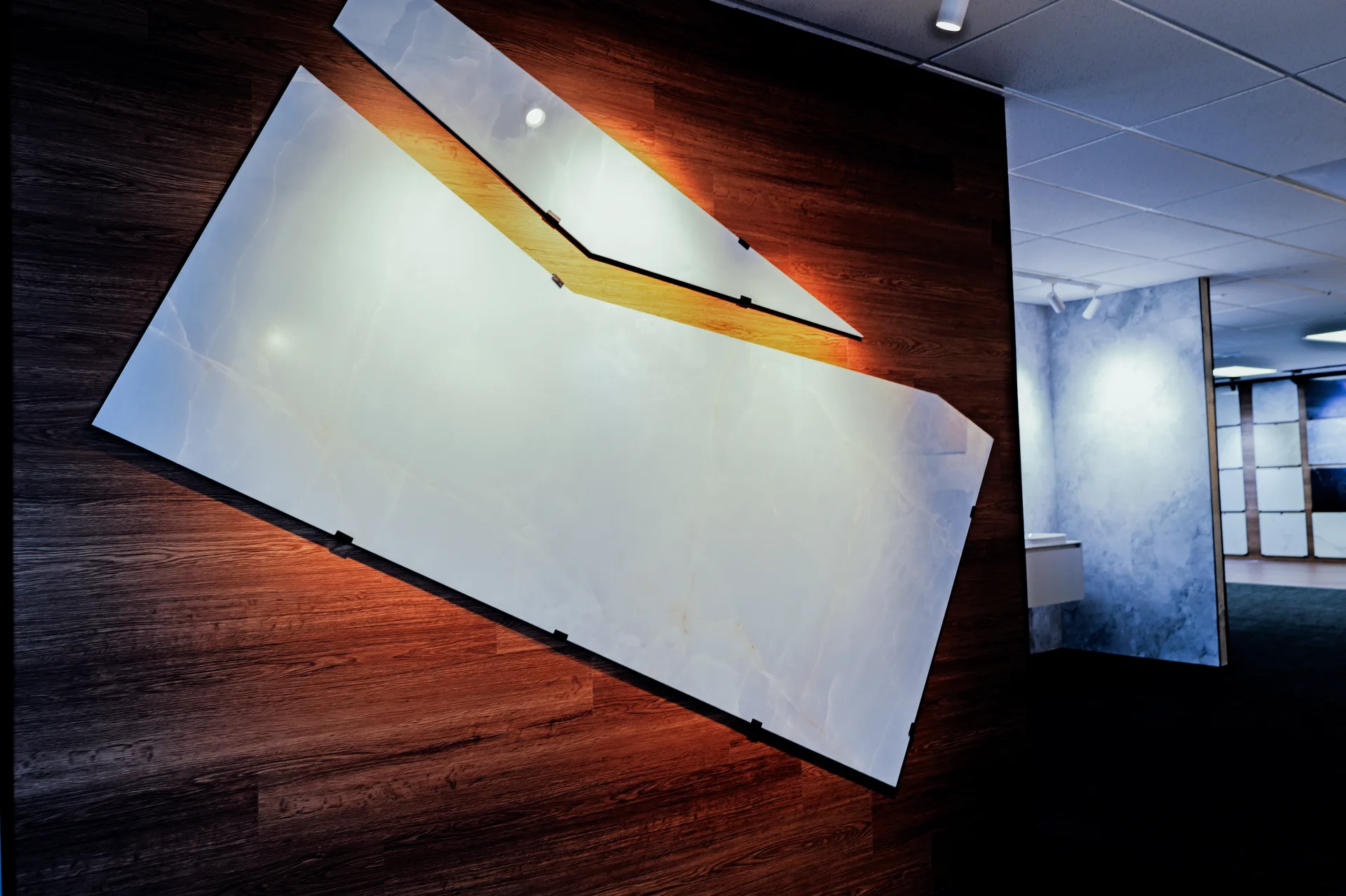 Porcelain display inside Crown’s Rosedale showroom