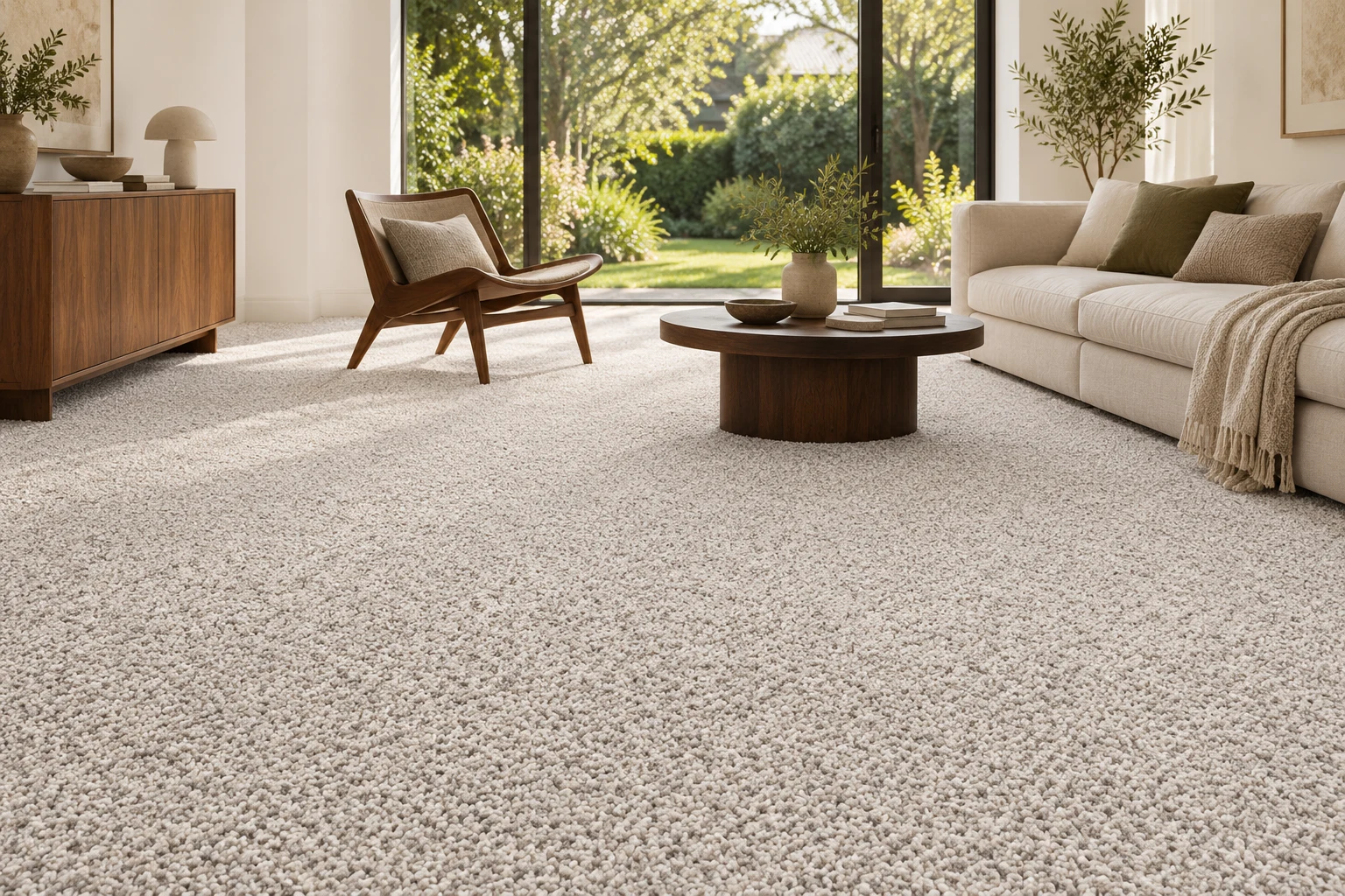 Architectural visualisation: Titan Light Cream 35oz carpet in a contemporary interior