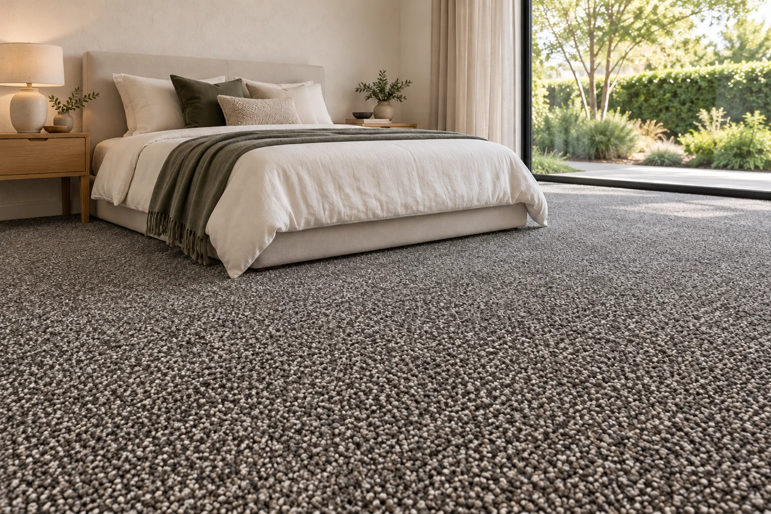 Architectural visualisation: Titan Grey 35oz carpet in a contemporary interior